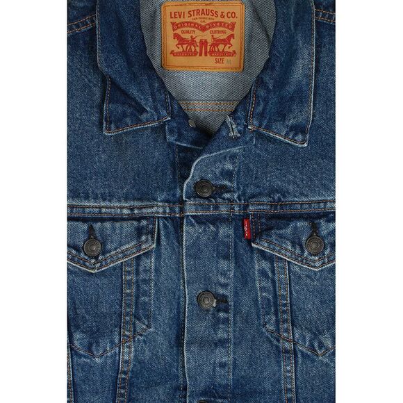 Levi's Men's Regular Fit Button Up Cut Off Denim Trucker Vest Dark Blue 0007